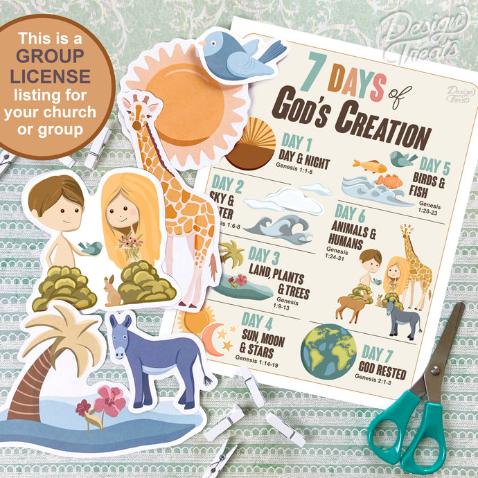 GROUP LICENSE - 7 Days of God's Creation Bible Lesson For Kids (digital download)